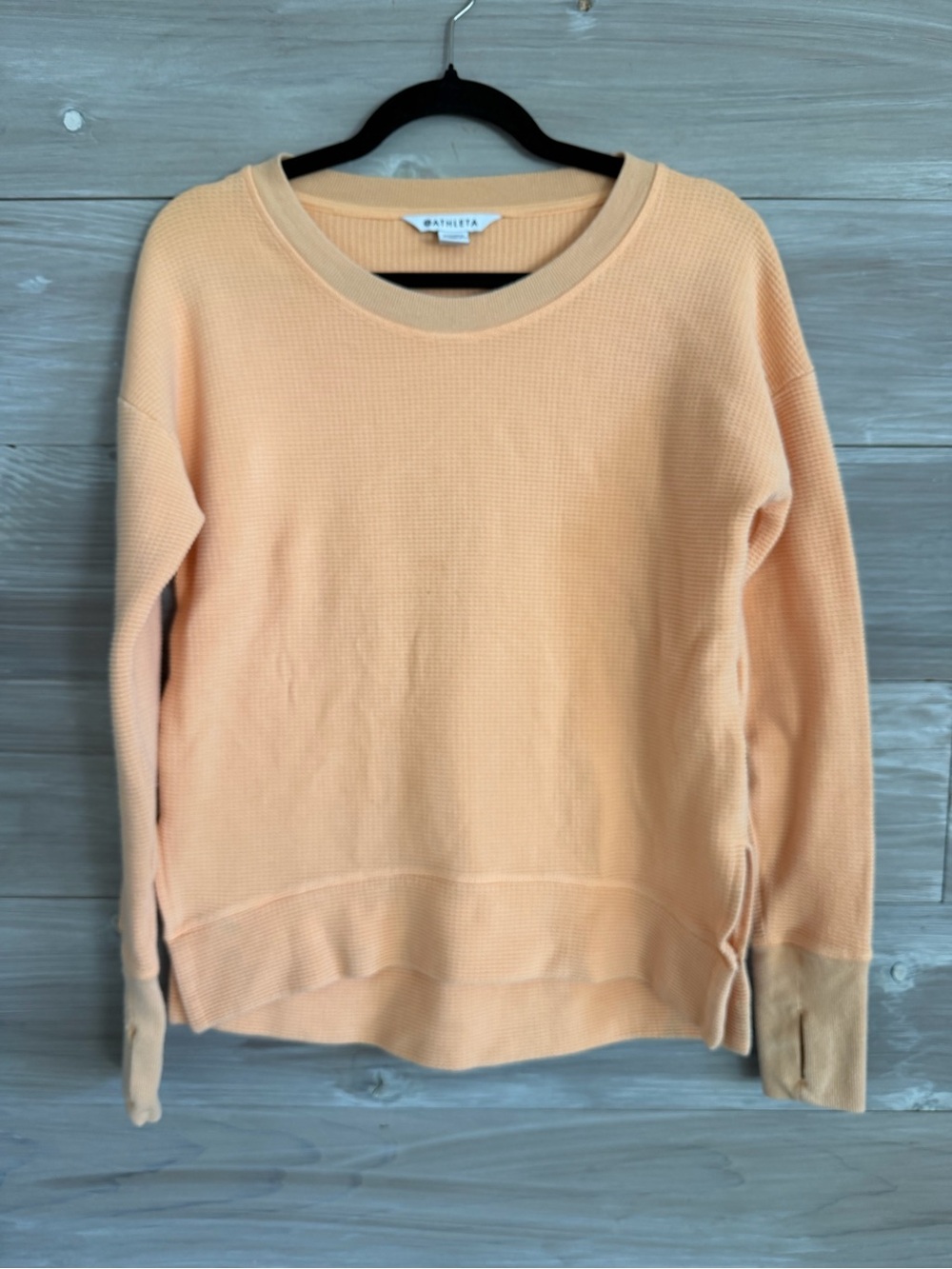 Athleta Coastal Peach Waffle-Knit Crewneck Sweater
